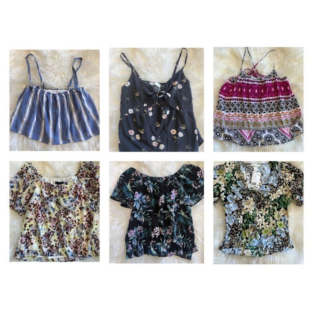 Old Navy AEO Floral Spring Summer Flirty Top Group XS‎ Small Colorful Festival
